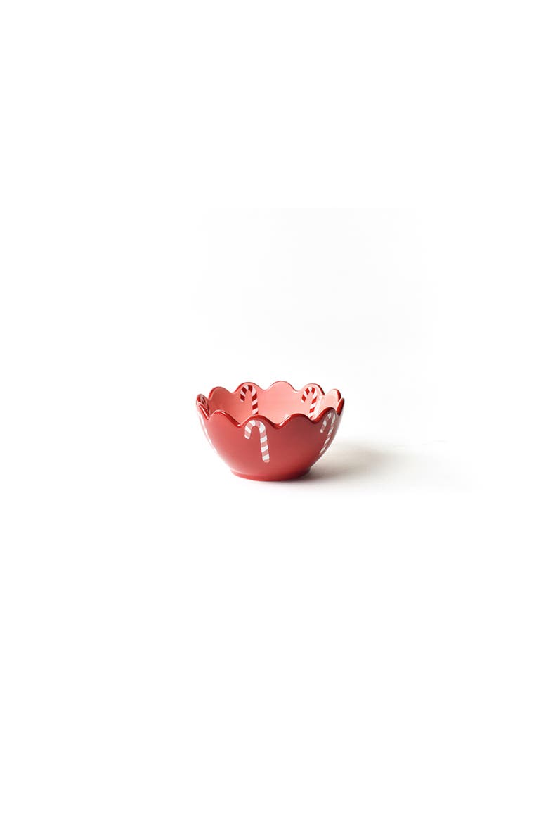Red Candy Cane Scallop Small Bowl, Main, color, Red