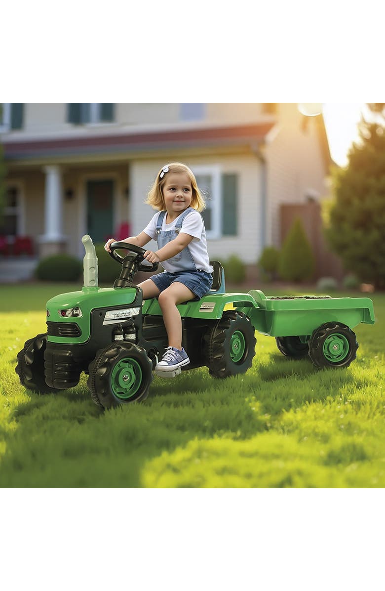 Dolu Pedal Operated Tractor W/Trailer Green Ages 3+, Alternate, color, Multicolored
