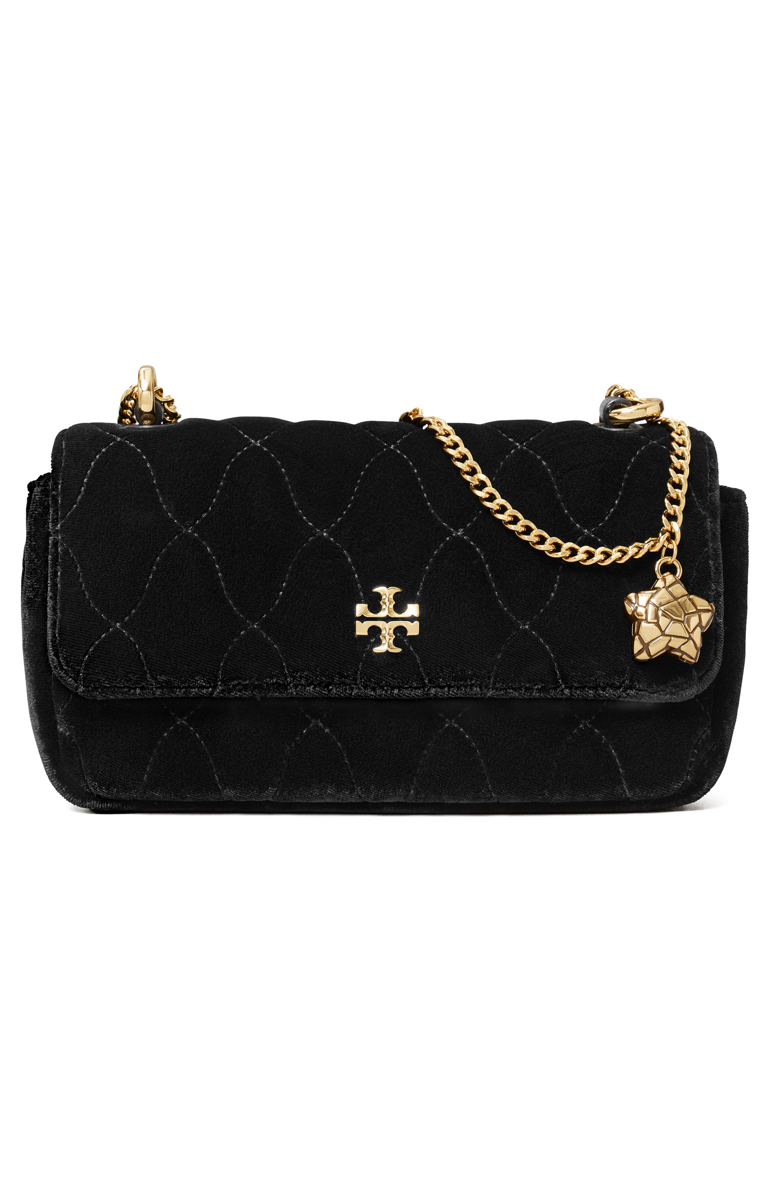 Tory Burch Mini Kira Quilted Velvet Crossbody Bag, Alternate, color, 