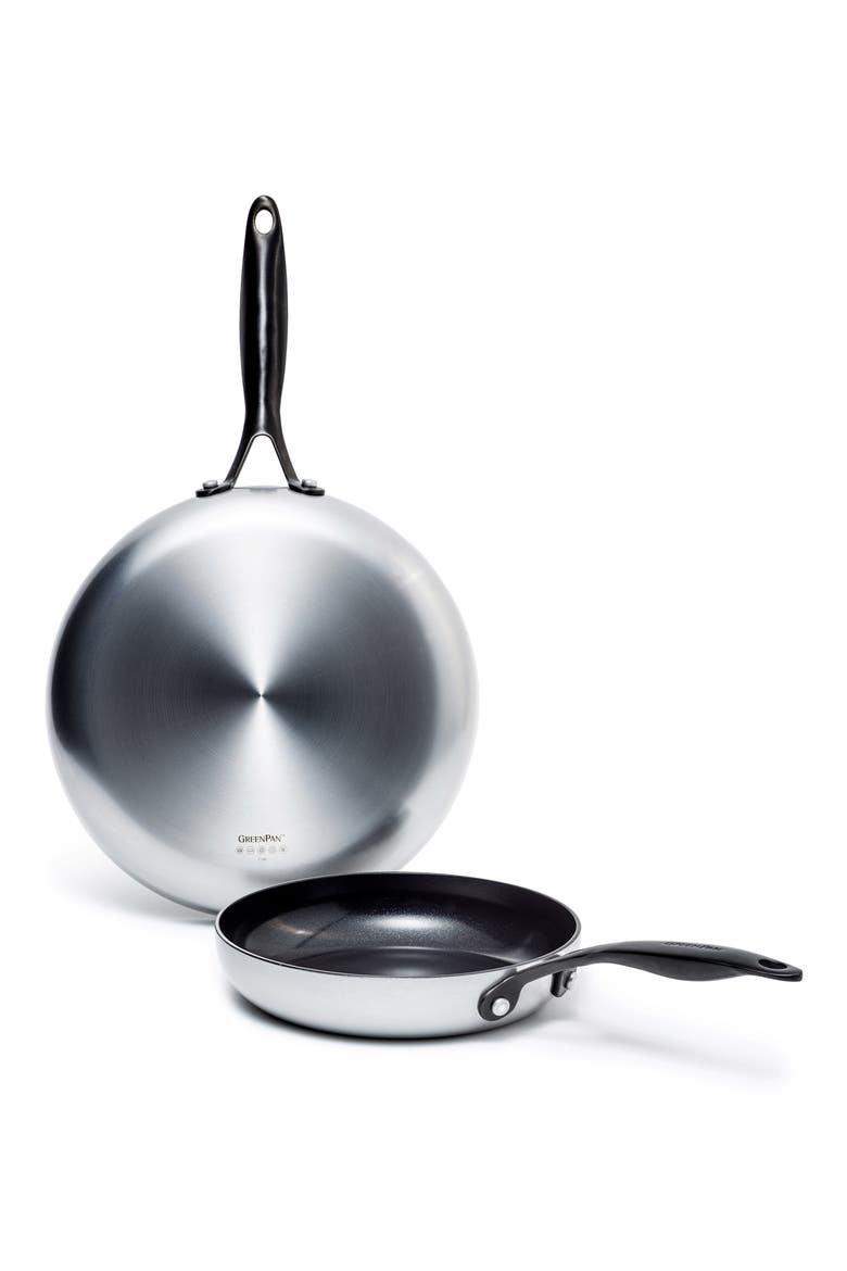 Venice Pro Noir 8-Inch & 10-Inch Stainless Steel Ceramic Nonstick Frying Pan Set, Main, color, STAINLESS STEEL
