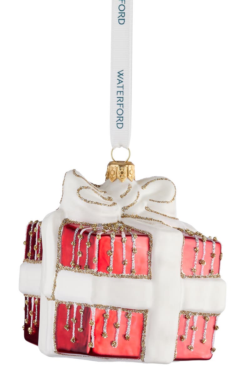 Waterford Holiday Heirlooms Red Present Glass Ornament, Alternate, color,