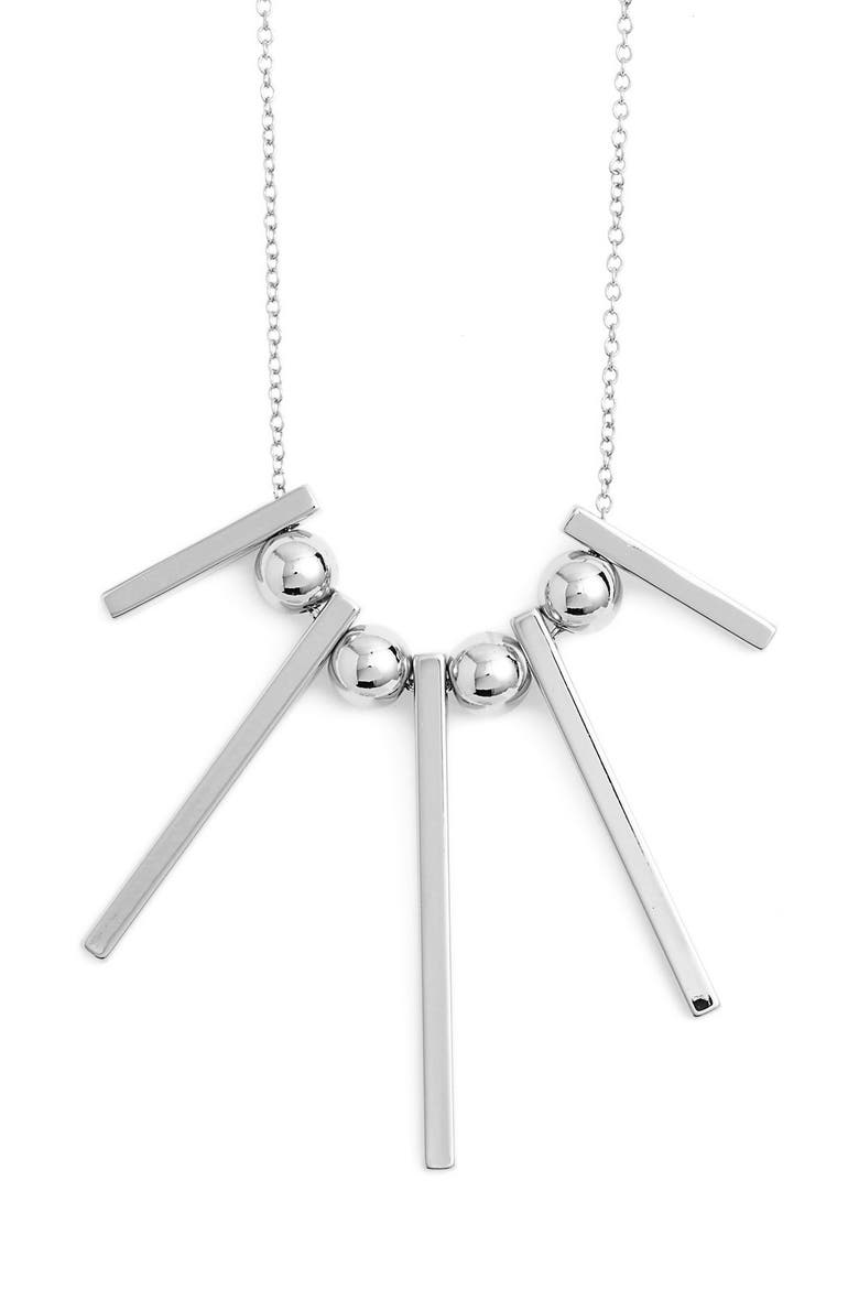 Bead & Bar Necklace, Main, color, SILVER