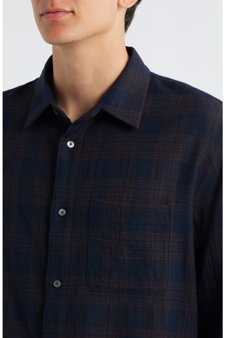 Plaid Virgin Wool Button-Up Shirt, Alternate, color, NAVY MULTI