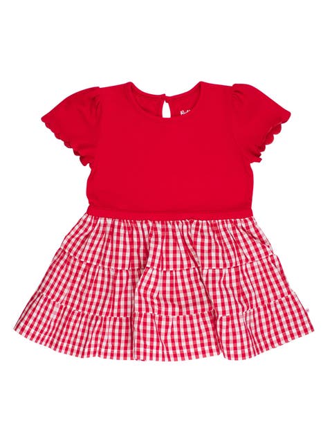Mixed Media Short Sleeve Tiered Dress (Baby)