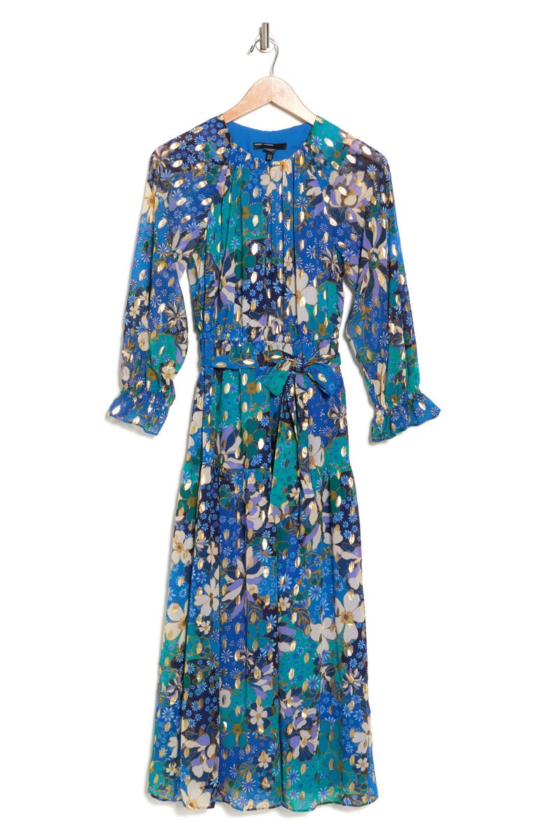 Maggy London Floral Long Sleeve Chiffon Dress, Alternate, color, 