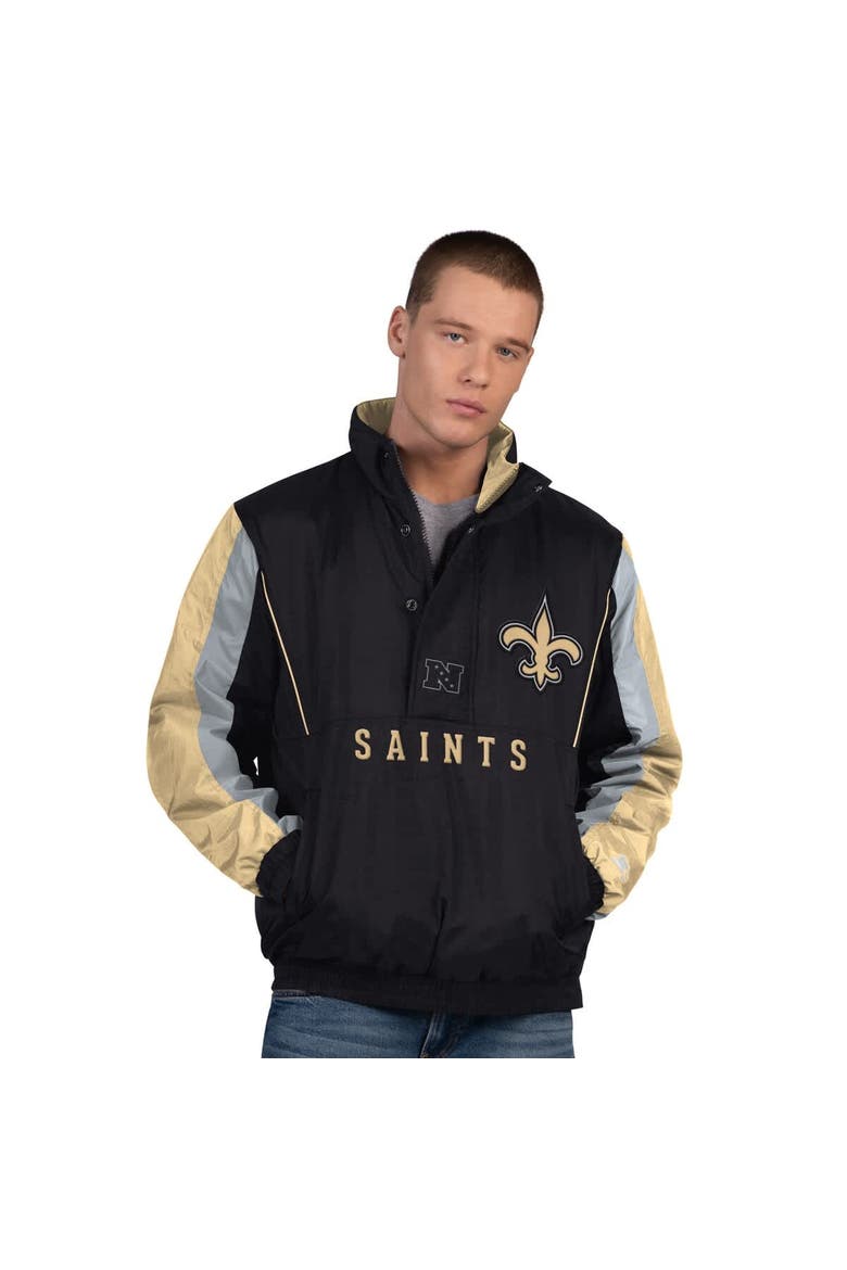 Men's Starter  Black New Orleans Saints Thursday Night Gridiron Half-Zip Jacket, Main, color, Black