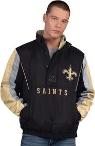 STARTER Men's Starter Black New Orleans Saints Thursday Night Gridiron Half-Zip Jacket