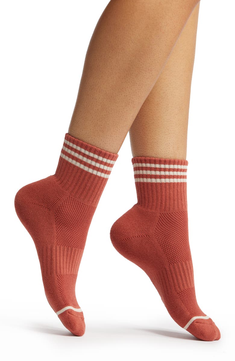 Le Bon Shoppe Girlfriend Stripe Cotton Blend Rib Crew Socks, Main, color, 