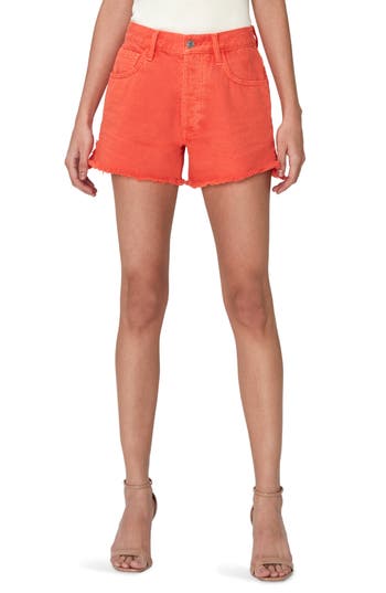 7 For All Mankind Easy Ruby High Waist Relaxed Cutoff Denim Shorts In Orange