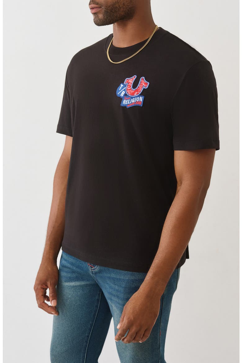 Embroidered Patch Graphic T-Shirt, Alternate, color, JET BLACK