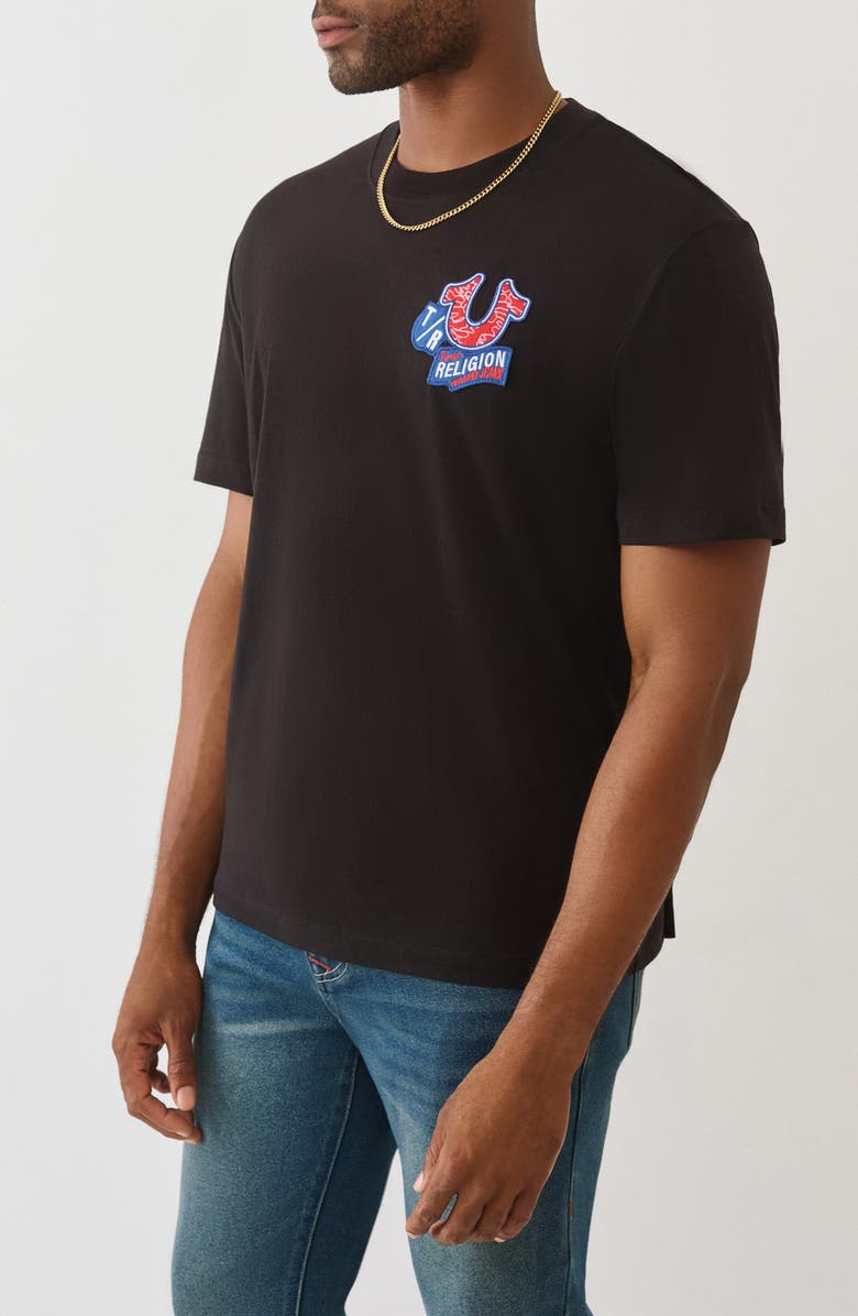 True Religion Embroidered Patch Graphic T-Shirt, Alternate, color, Jet Black