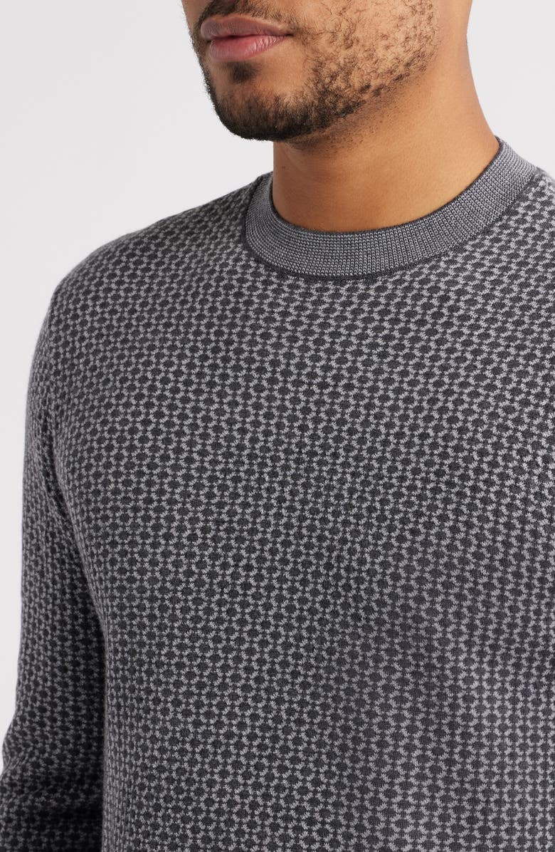 Emporio Armani Geo Jacquard Wool Sweater, Alternate, color, Grey