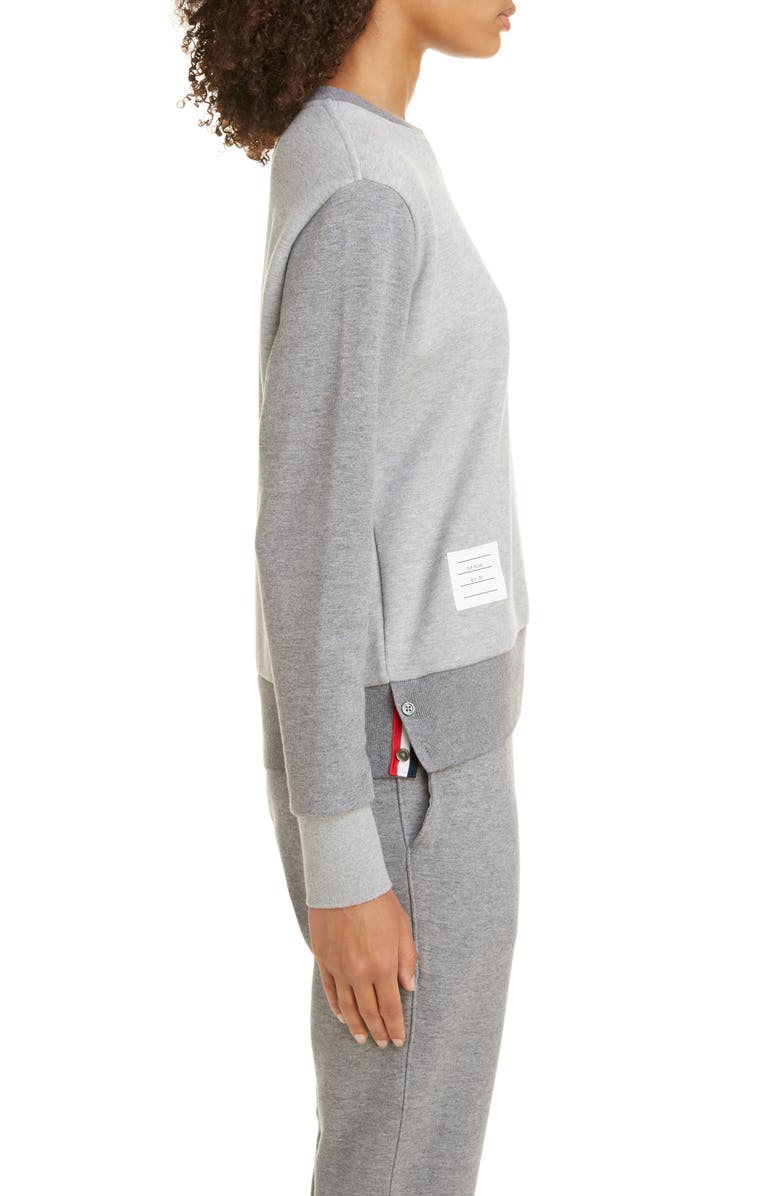 Thom Browne Four-Bar Cotton Sweatshirt, Alternate, color, Tonal Grey