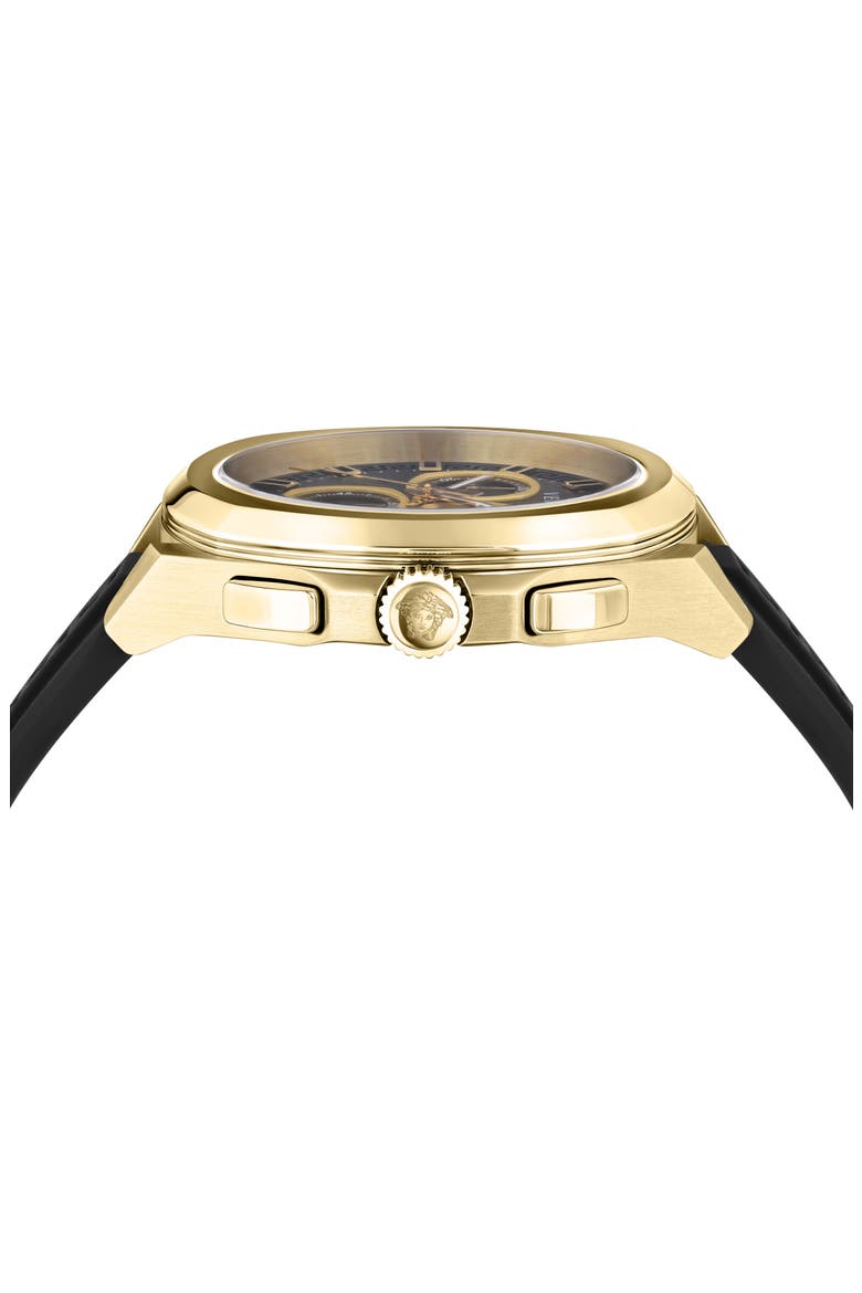 Geo Chronograph Silicone Strap Watch, 43mm, Alternate, color, GOLD