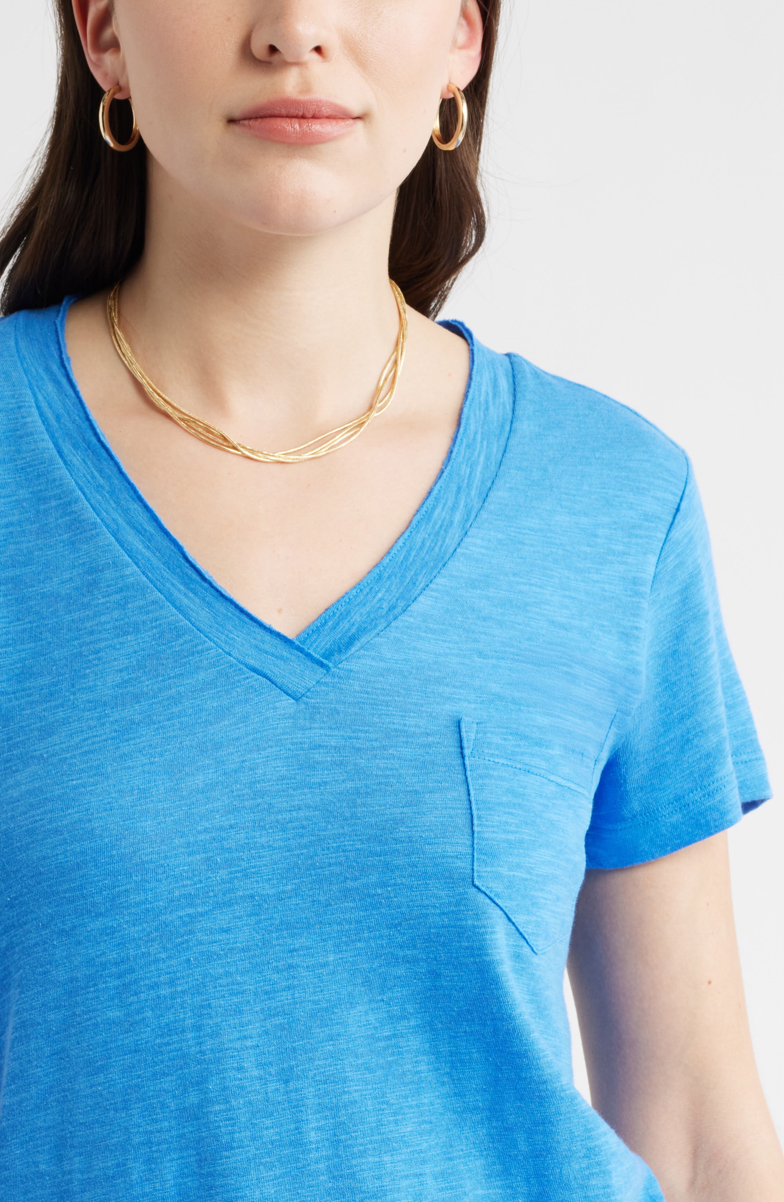Женские Caslon® Cotton & Modal V-Neck T-Shirt — фото 5