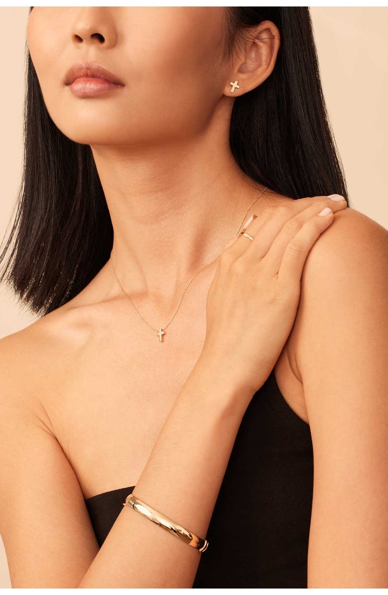 Oradina 14K Yellow Gold Cross Roads Studs, Alternate, color, Yellow Gold