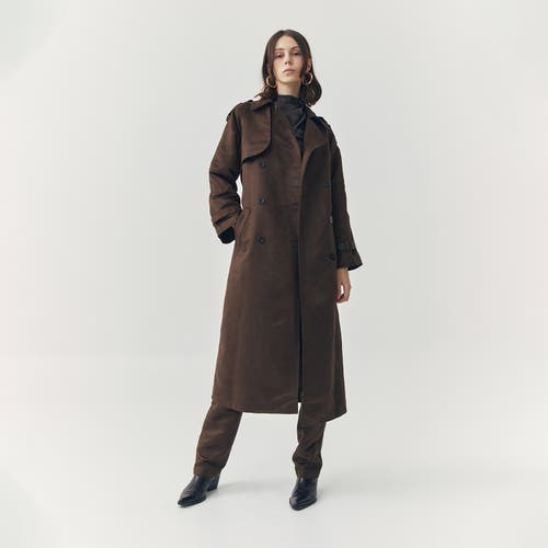 Ats Jett Suede Coat In Brown
