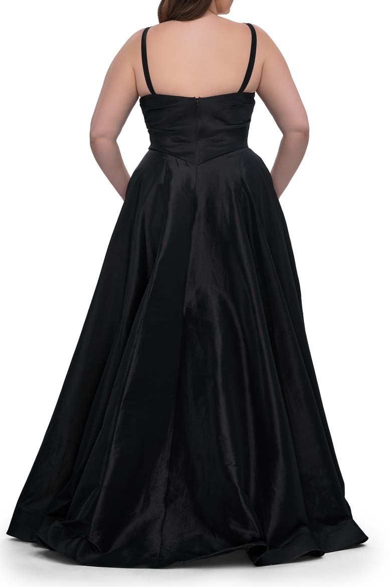 Simple A-line Mikado Plus Dress with Slit, Alternate, color, Black