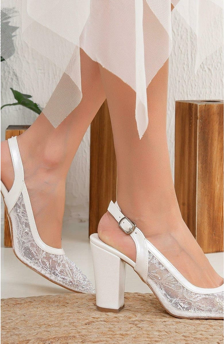 Forever & Always Shoes Monique Ivory Lace Slingback Shoes, Alternate, color, Ivory