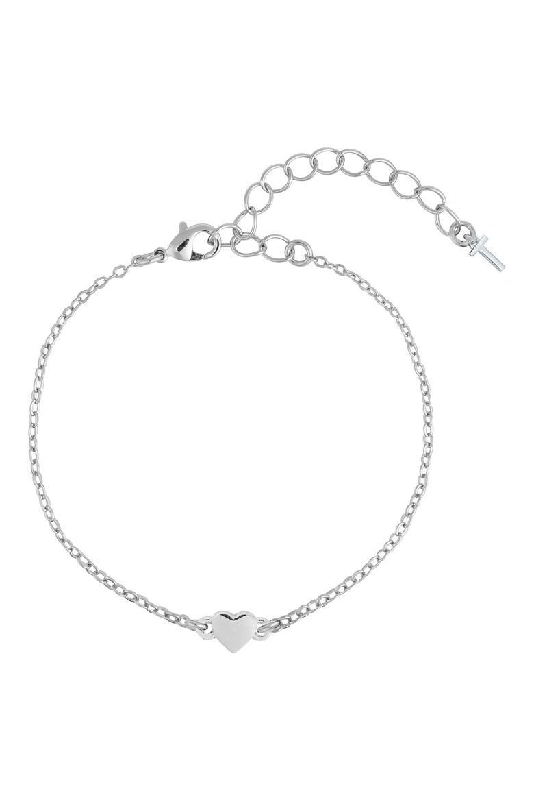 Harsaa Tiny Heart Bracelet, Main, color, SILVER TONE