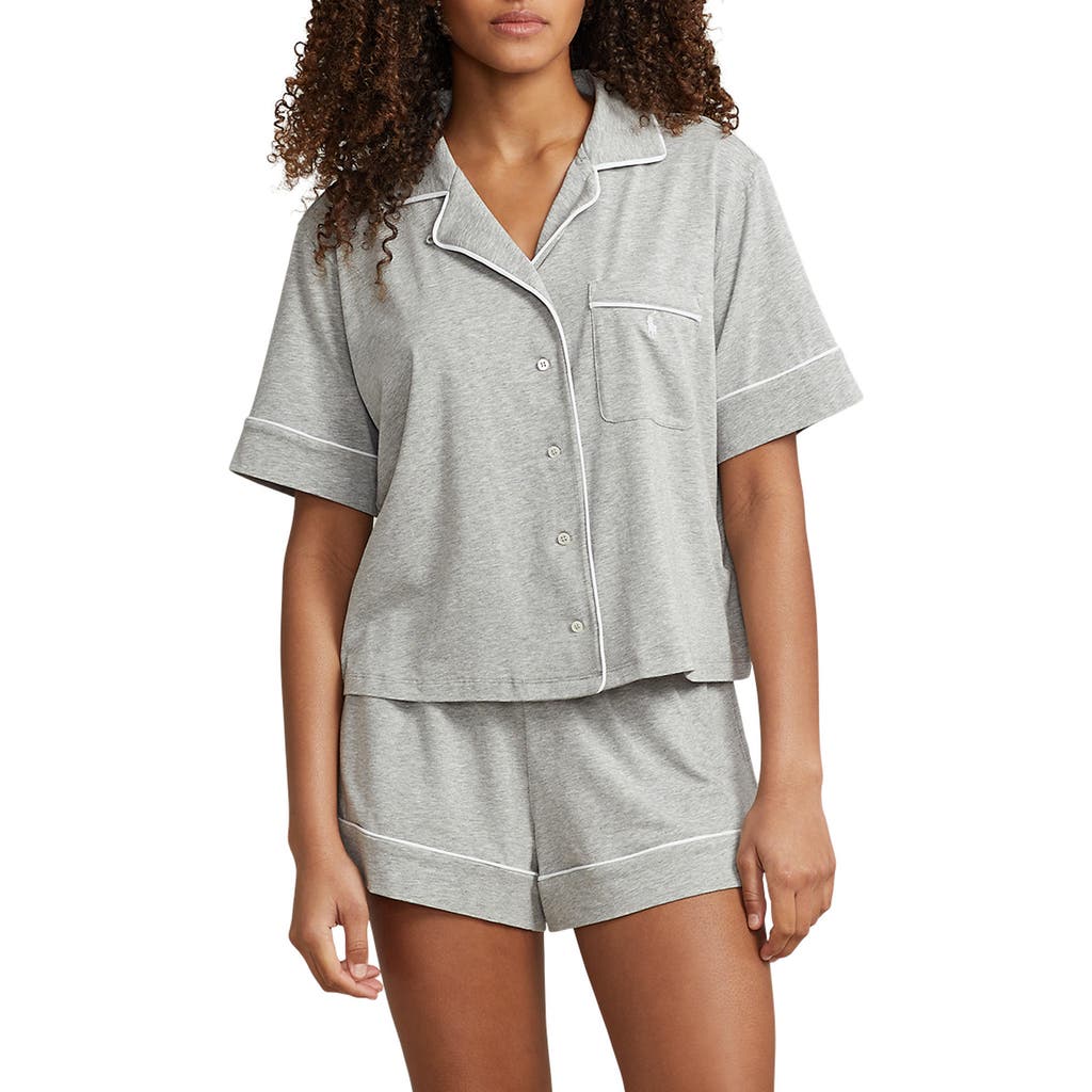 Polo Ralph Lauren Jersey Short Pajamas In Gray