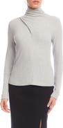Karen Kane Rib Faux Wrap Turtleneck Top