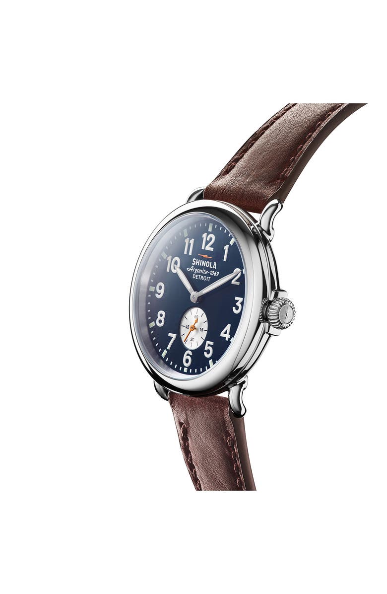 Shinola The Runwell Sub Second Leather Strap Watch, 41mm, Alternate, color, Midnight Blue