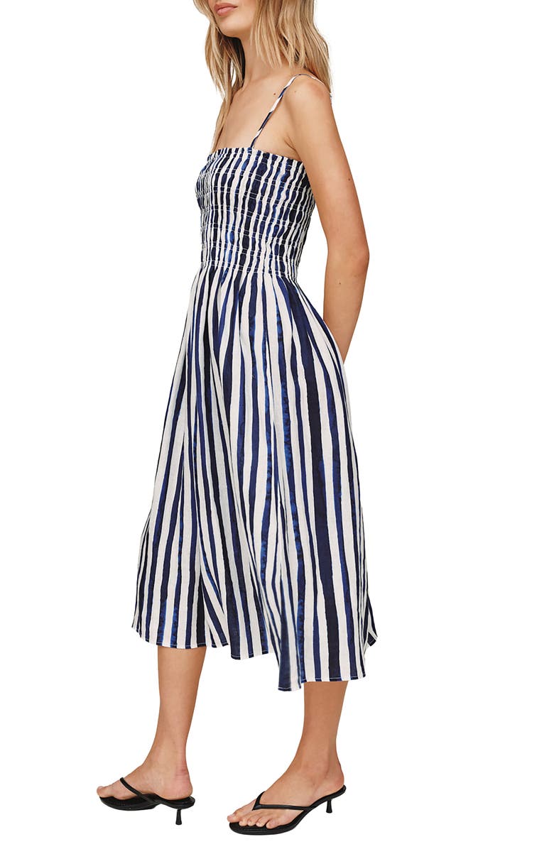 Bella Dahl Smocked Linen Midi Dress, Alternate, color, 
