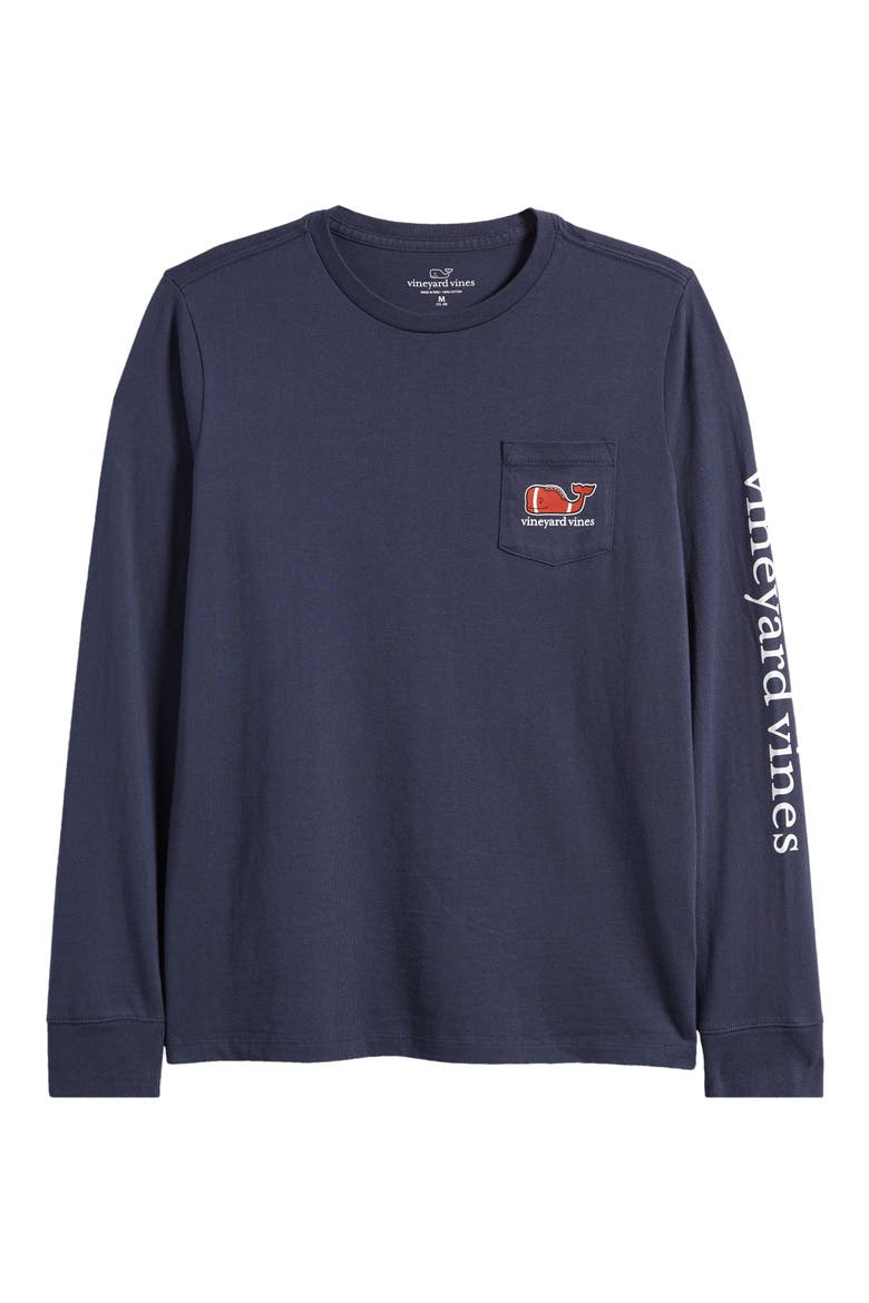 Kids' Football Whale Long Sleeve Pocket Graphic Tee, Main, color, 406 BLUE B
