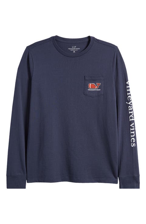 Kids' Football Whale Long Sleeve Pocket Graphic Tee (Big Kid)