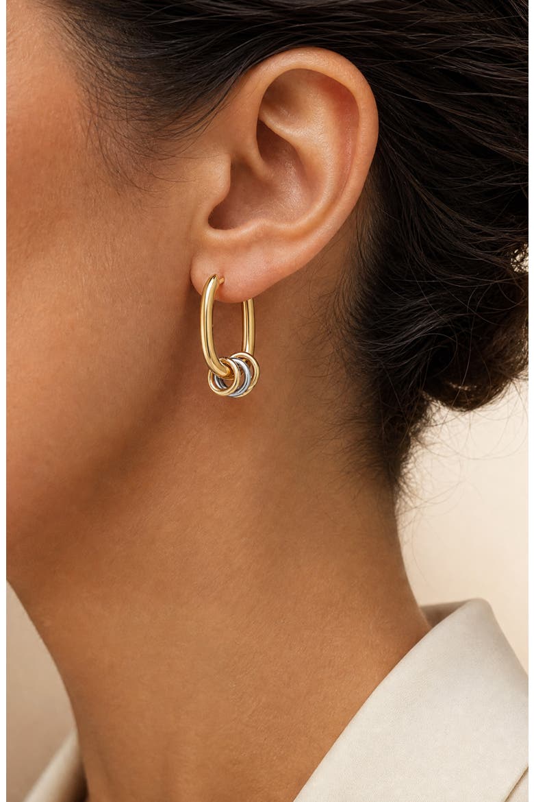 Chloe Two-Tone Oval Huggie Hoop Earrings, Alternate, color, GOLD/ SILVER