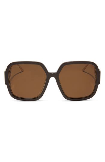 Diff Tina Ii 58mm Polarized Square Sunglasses In Brown
