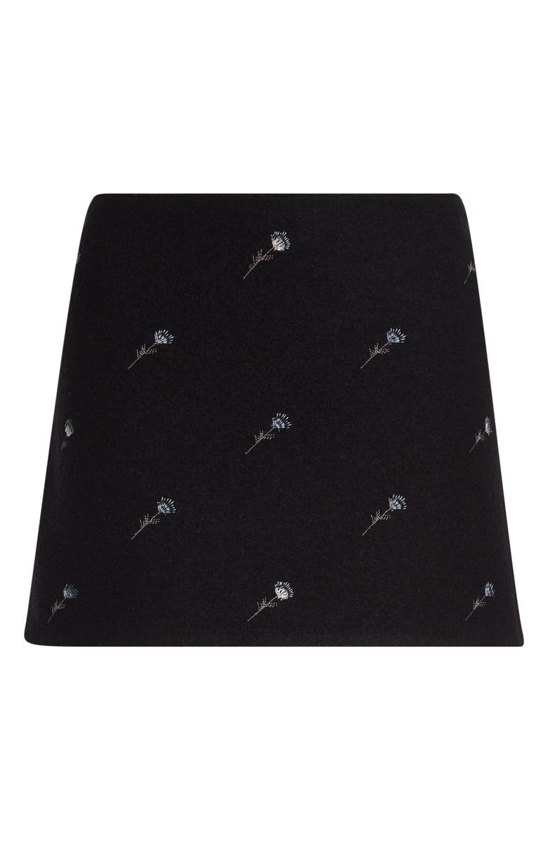 RIER Walker Floral Embroidered Wool Miniskirt, Alternate, color, Black Flowers Felted