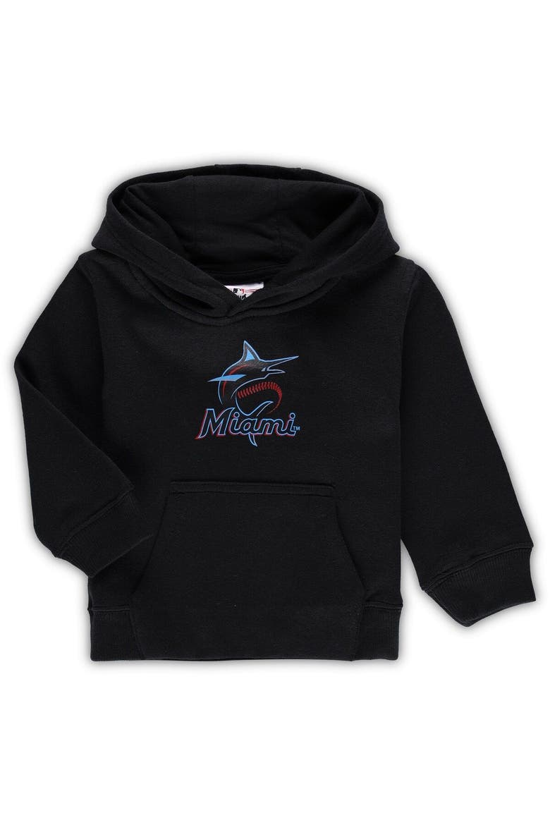 Toddler Black Miami Marlins Team Primary Logo Fleece Pullover Hoodie, Main, color, Black