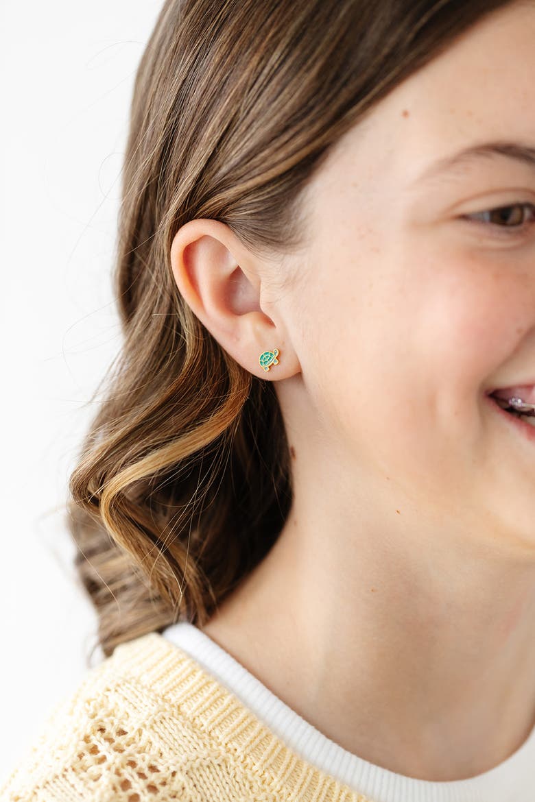 Turtle Stud Earring, Alternate, color, Green