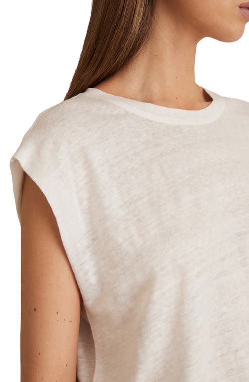Reiss White Linen Cap-sleeve T-shirt In White