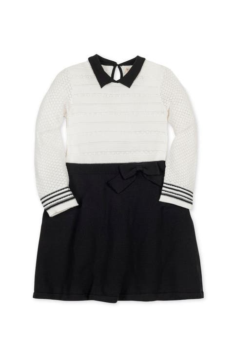 Kids' Organic Peter Pan Collar Sweater Dress with Bow (Toddler, Little Kid and Big Kid)