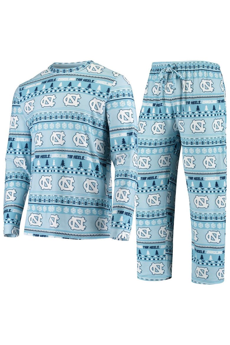 Men's Concepts Sport Carolina Blue North Carolina Tar Heels Ugly Sweater Knit Long Sleeve Top and Pant Set, Alternate, color, Light Blue