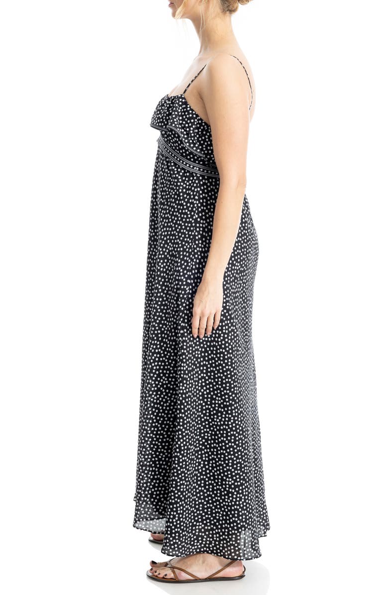 MAX STUDIO Ruffle Empire Waist Maxi Dress, Alternate, color, Black/ Ivory Polka Dot
