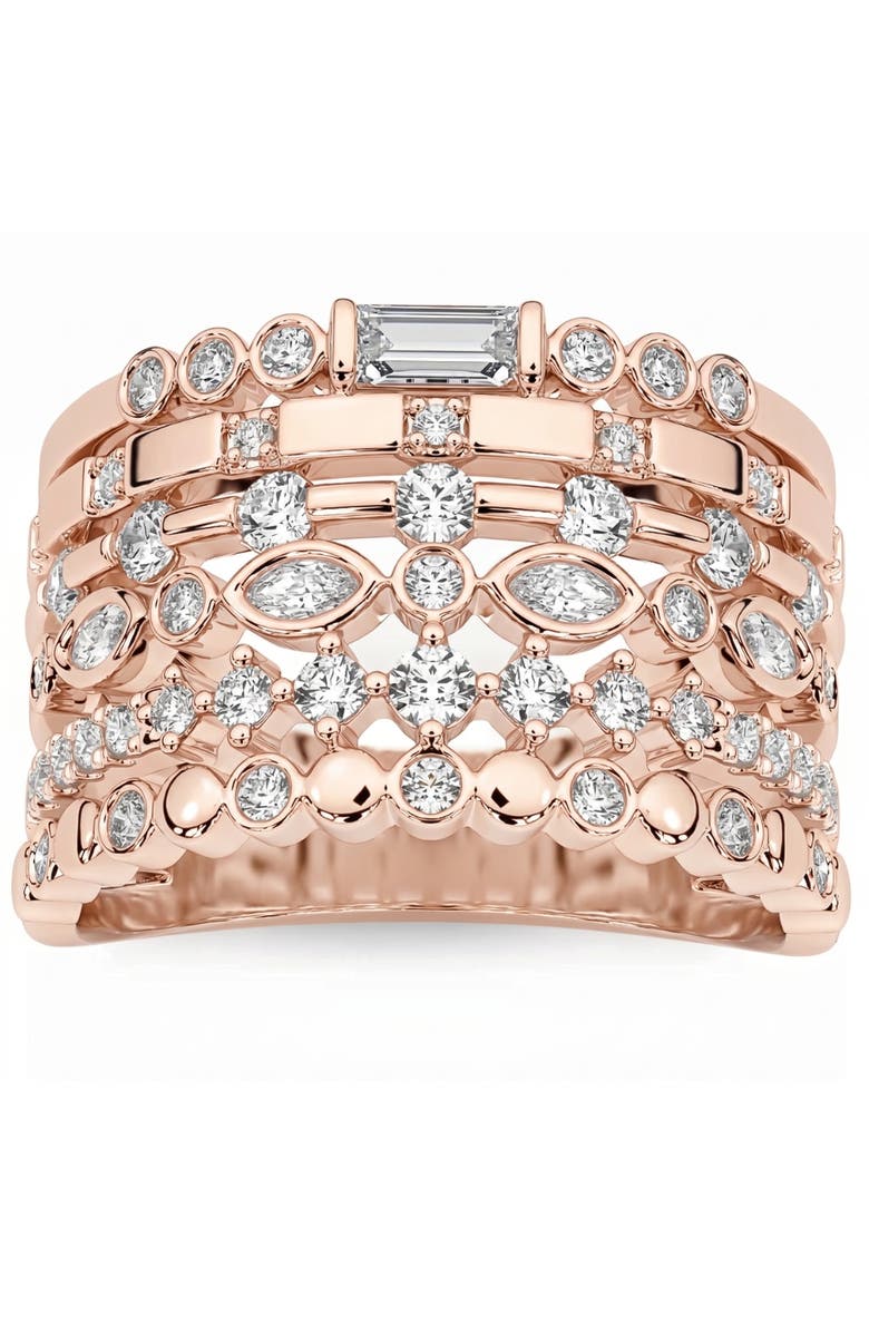 Bliss Diamond 1Ct Stackable Diamond Ring Gold Lab Grown 12mm Wide, Main, color, 14K Rose Gold