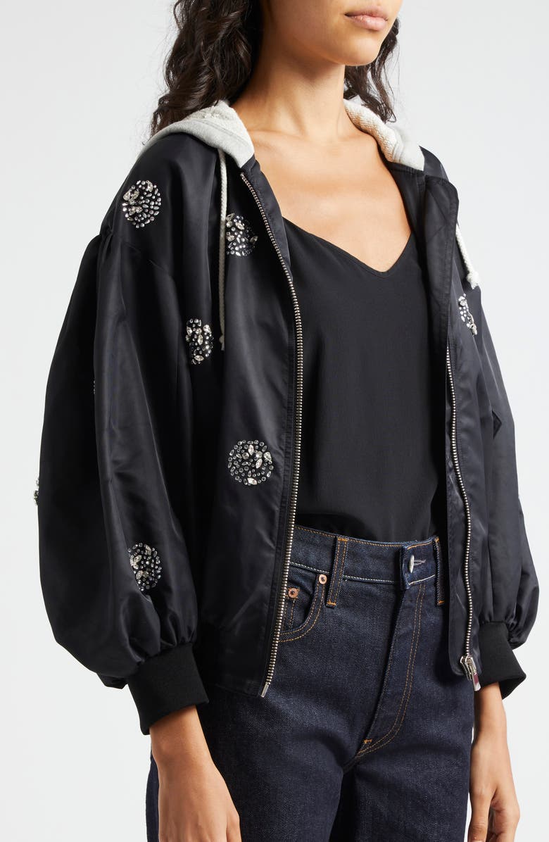 Cinq à Sept Ollie Rhinestone Detail Hooded Jacket, Alternate, color, 