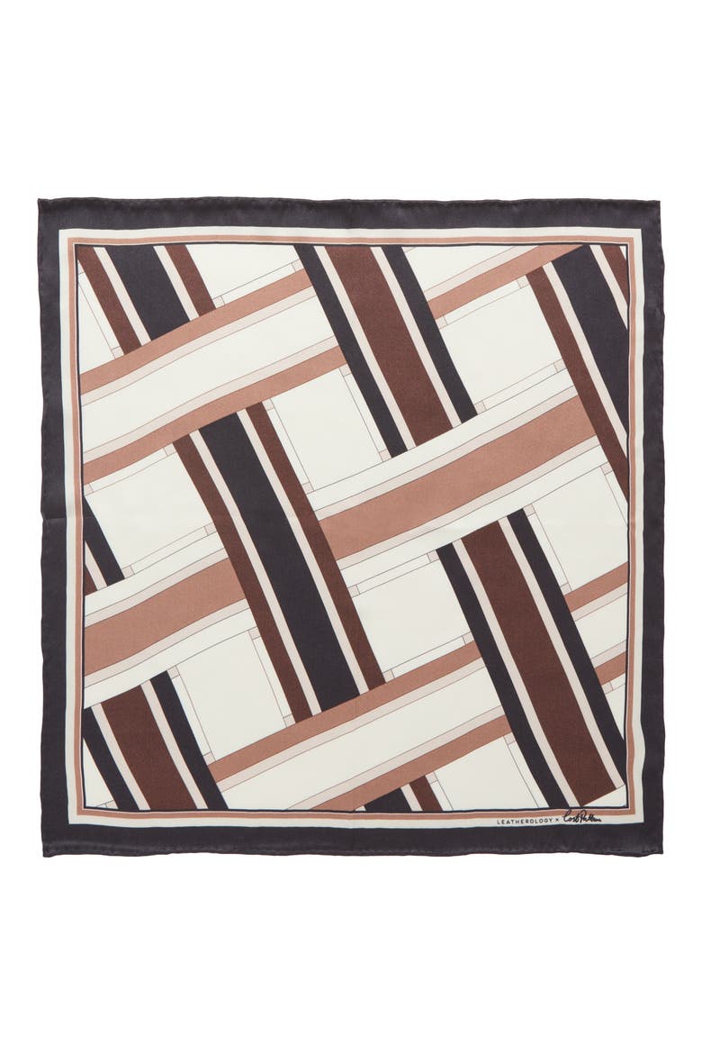 x Leatherology Silk Pocket Square, Alternate, color, BLACK