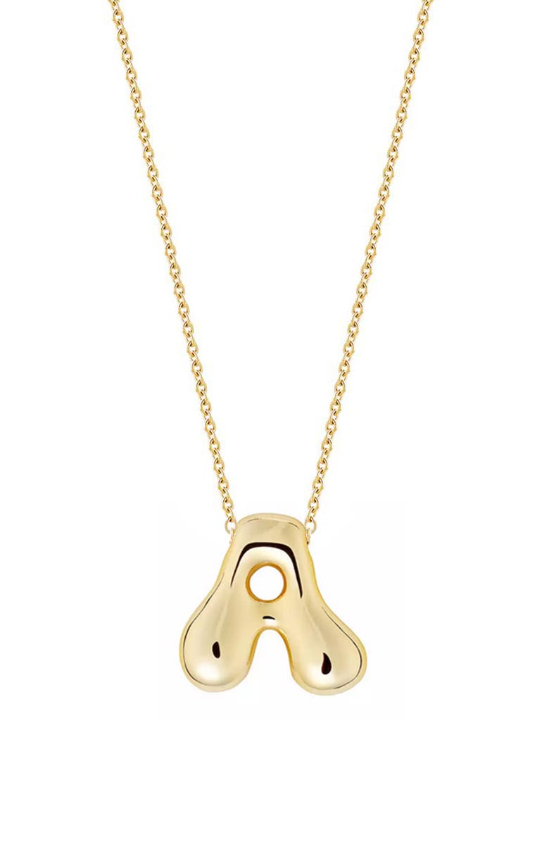 Jane Basch Designs Puffed Initial Pendant Necklace, Main, color, Gold - A