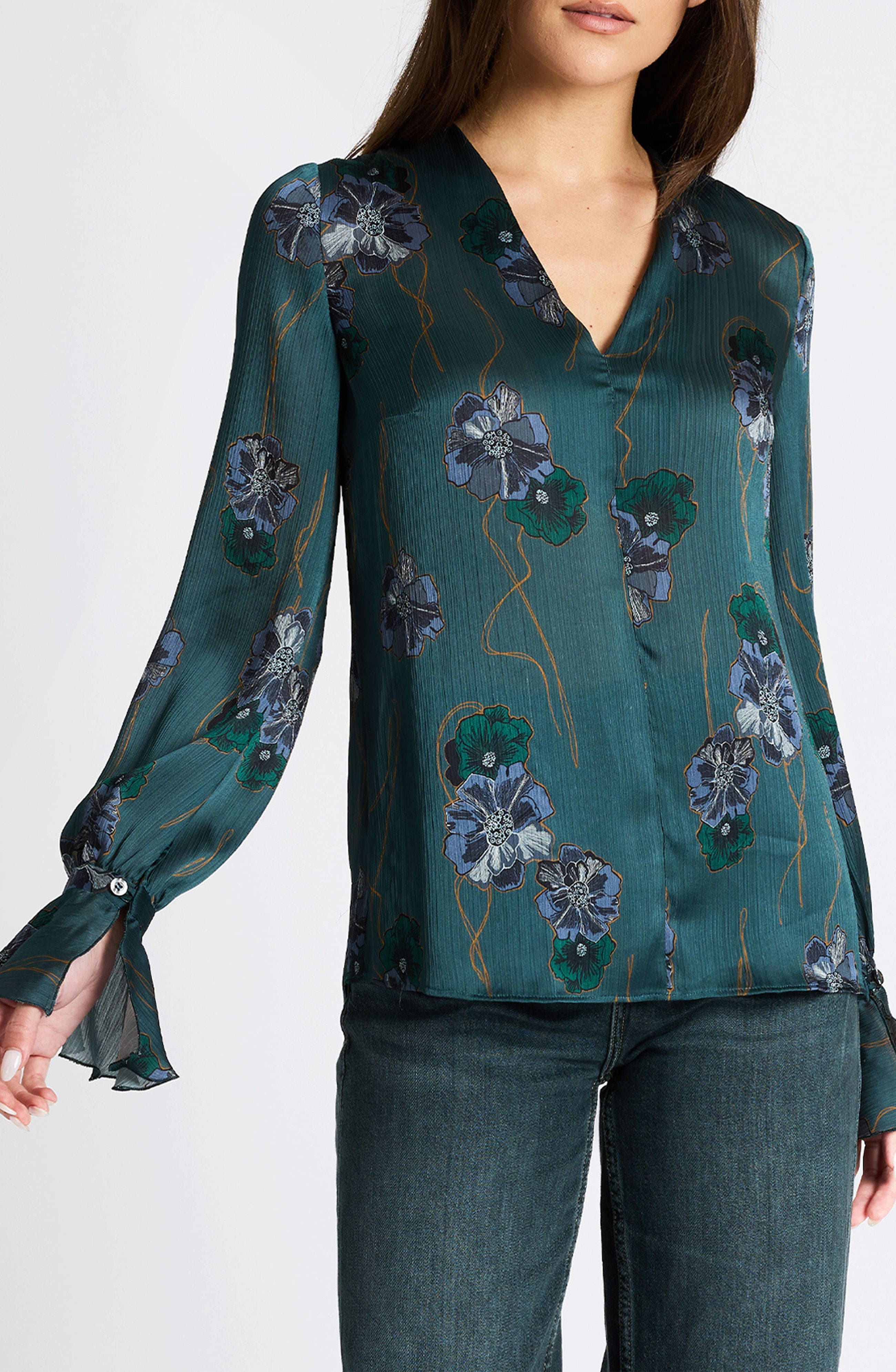 Rue Long Sleeve Blouse in Crepe Georgette