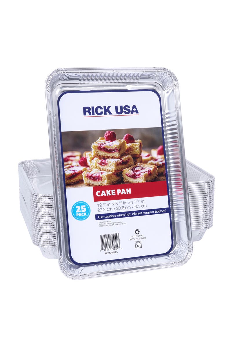 RICK USA 12x8 Inch Disposable Aluminum Cake Pan, 25 Pack, Main, color, 