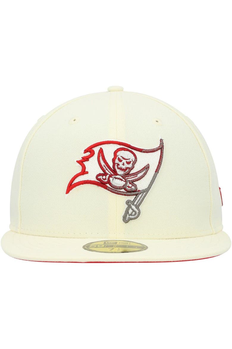 Men's New Era Cream Tampa Bay Buccaneers Chrome Color Dim 59FIFTY Fitted Hat, Alternate, color, Cream