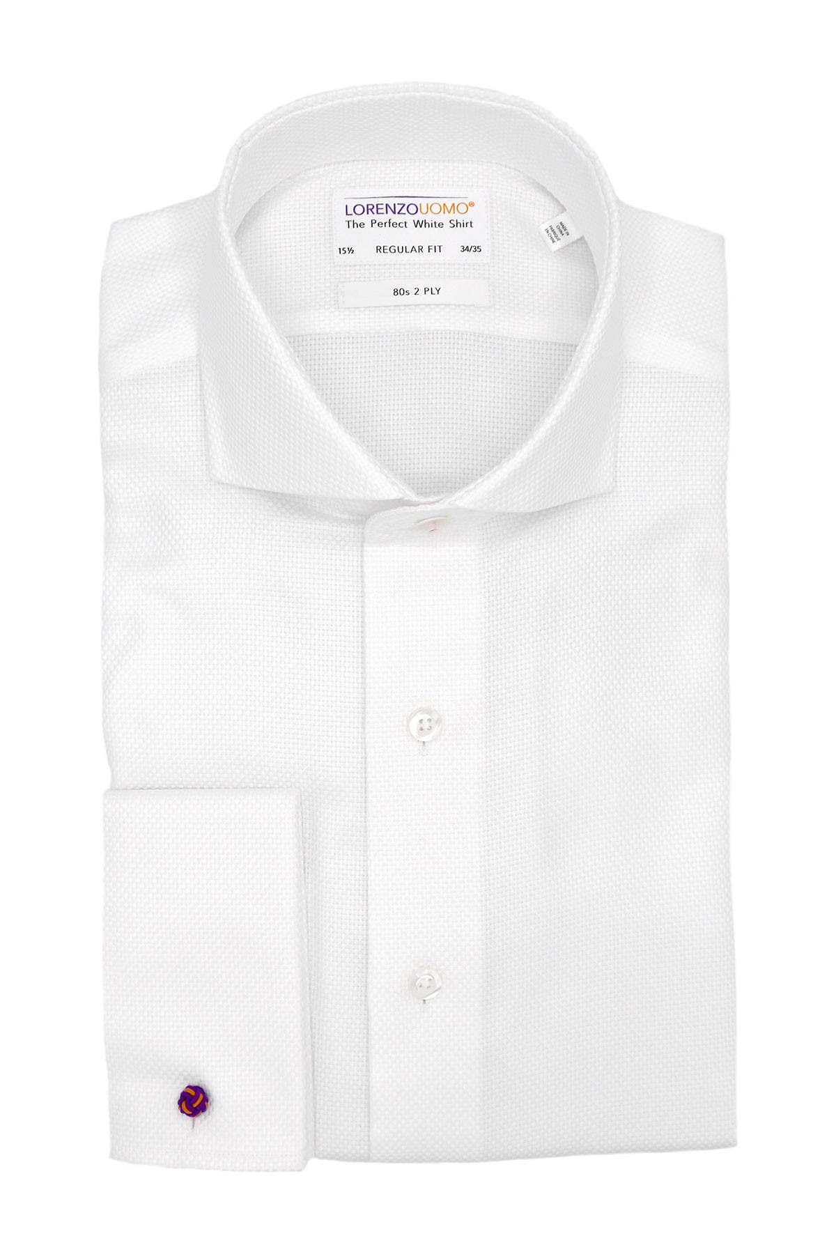 Lorenzo Uomo Basketweave French Cuff Regular Fit Dress Shirt