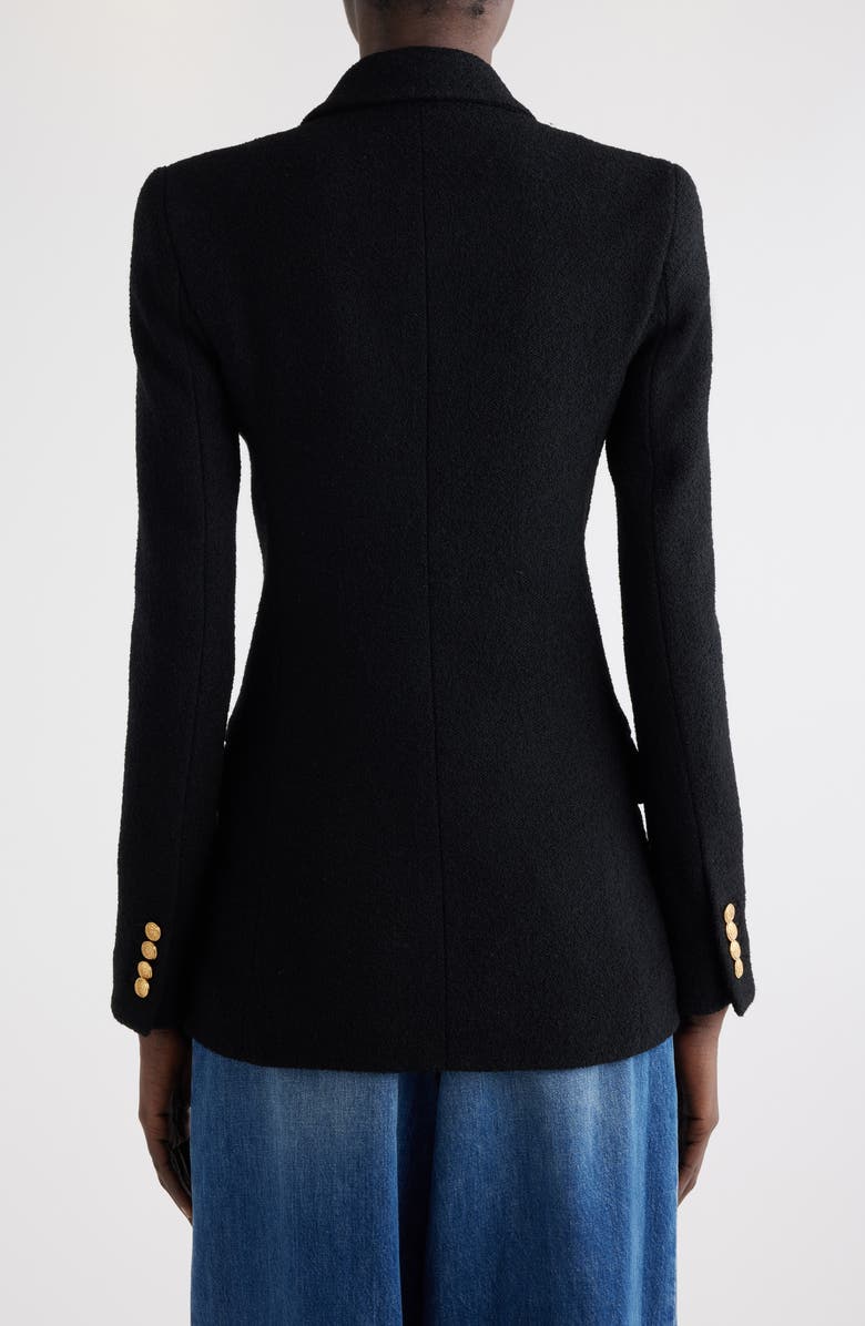 Chloé Fitted Double Breasted Wool Blend Bouclé Blazer, Alternate, color, Black
