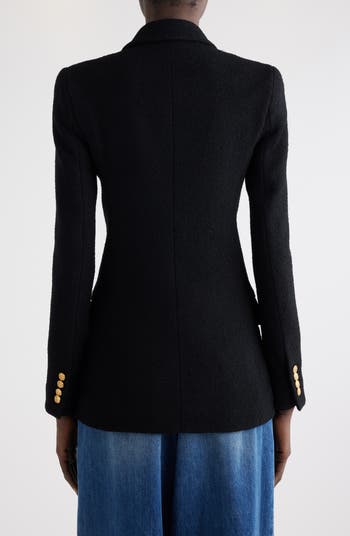 Chloé Fitted Double Breasted Wool Blend Bouclé Blazer