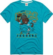 Homage Men's Homage Travis Hunter Teal Jacksonville Jaguars 2025 NFL Draft Caricature Player Graphic Tri-Blend T-Shirt